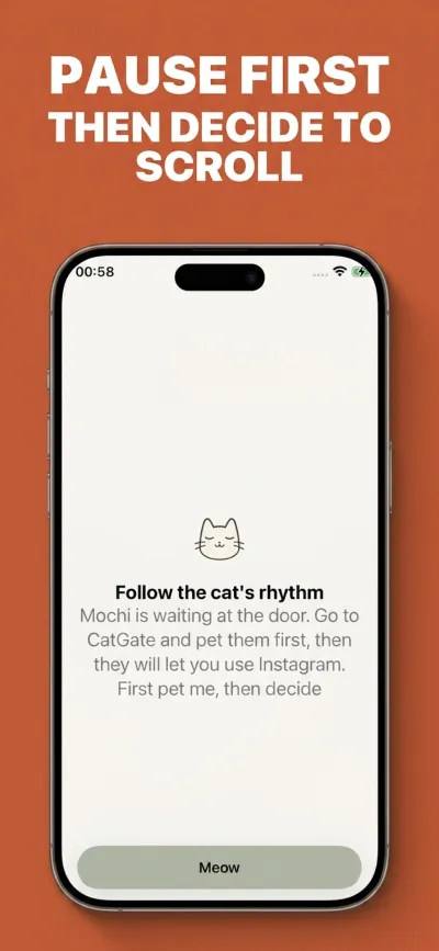 Stroke the cat's back — smooth motion, the cat turns and slow blinks